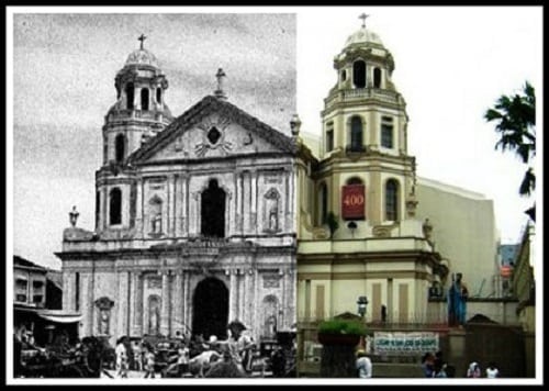 Quiapo Church (Minor Basilica of the Black Nazarene) then and now photo