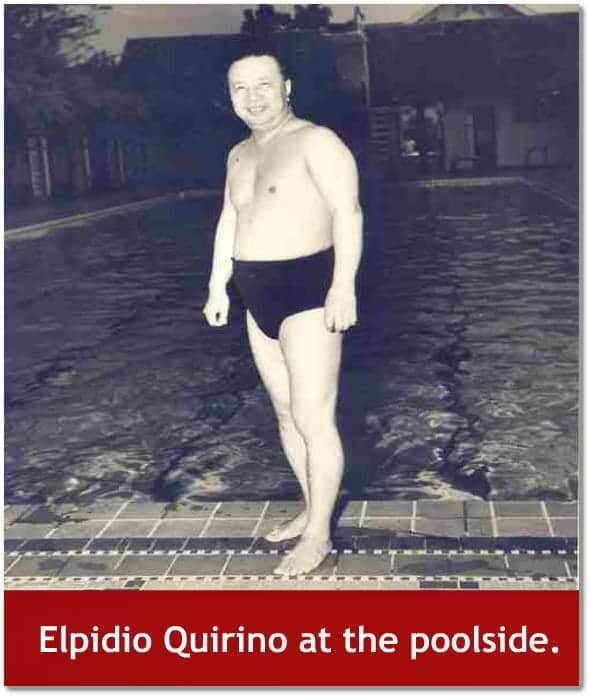 Elpidio Quirino, poolside.