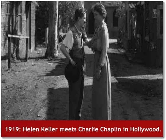 Helen Keller meets Charlie Chaplin in Hollywood