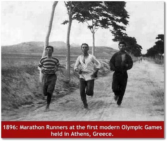 Marathon Runners at the first modern Olympic Games held in Athens, Greece