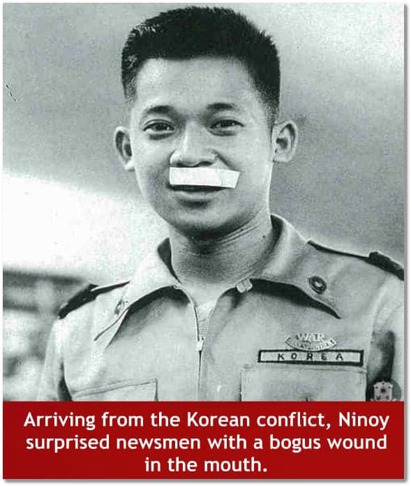 Ninoy Aquino with bogus wound in mouth
