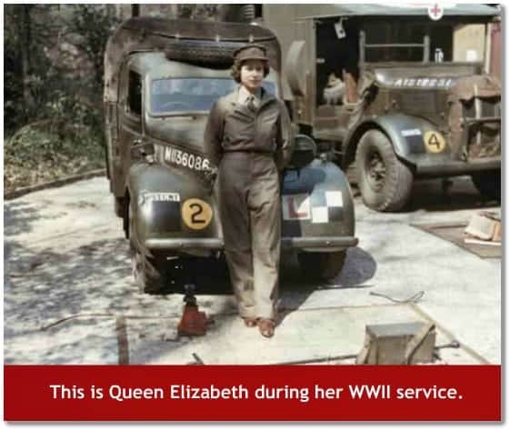 This is Queen Elizabeth during her WWII service