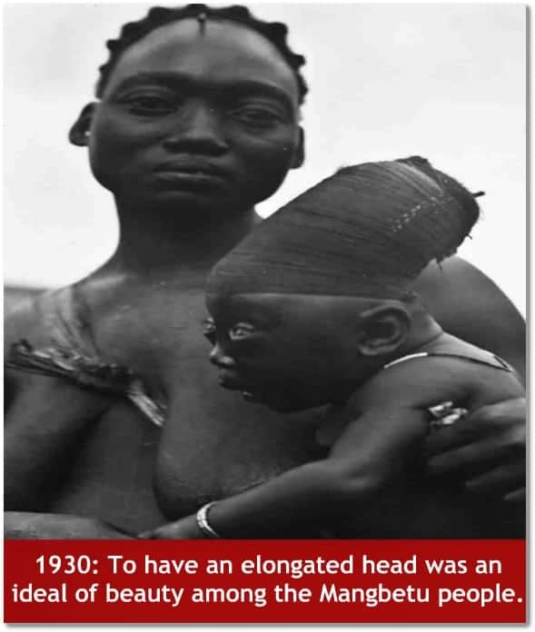 To have an elongated head was an ideal of beauty among the Mangbetu people
