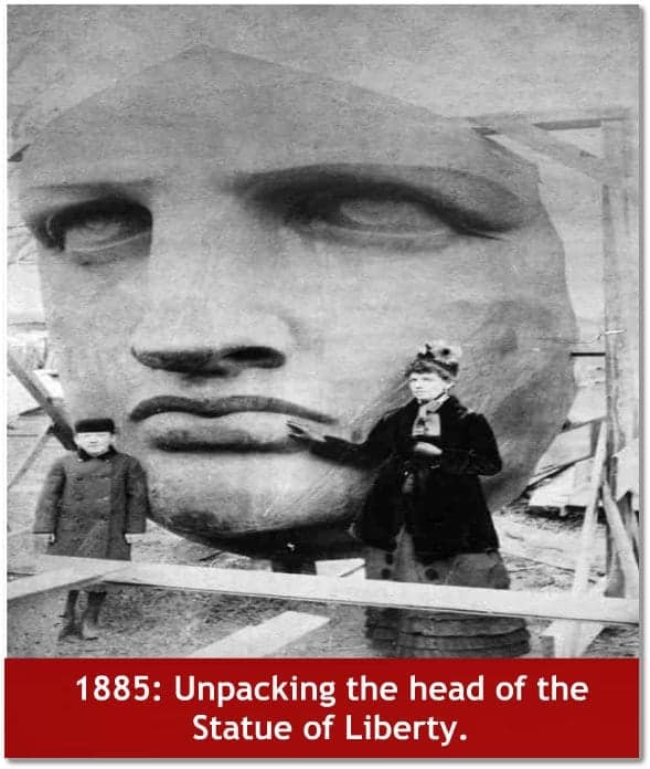 Unpacking the head of the Statue of Liberty