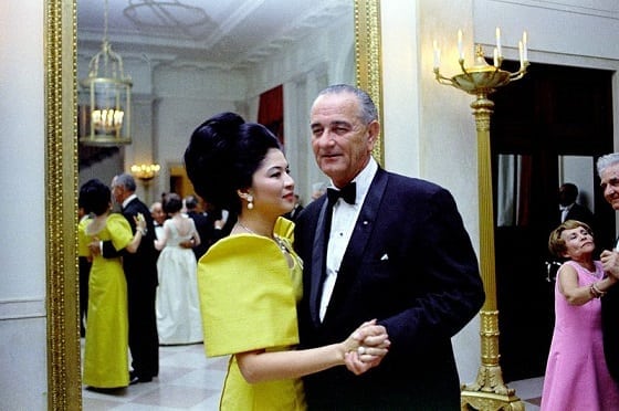 US President Lyndon B. Johnson and Philippine First Lady Imelda Marcos dancing