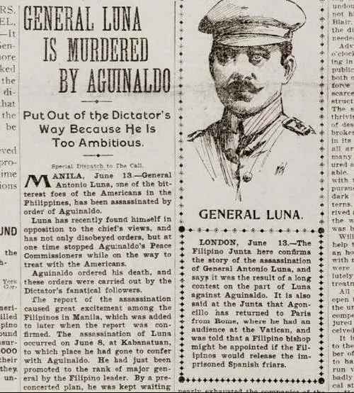 Antonio Luna assassination as featured by the San Francisco Call on June 14 1899