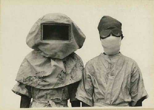 Uniforms worn while researching plague bacteria in the Philippines