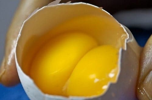 An egg with two egg yolks is a sign of good luck. Photo via somecontrast.com