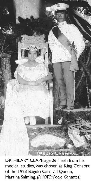 Dr. Hilary Clapp as King Consort of the 1923 Baguio Carnival Queen, Martina Salming