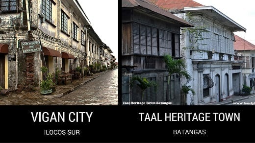 Vigan City in Ilocos Sur and Taal Heritage Town in Batangas
