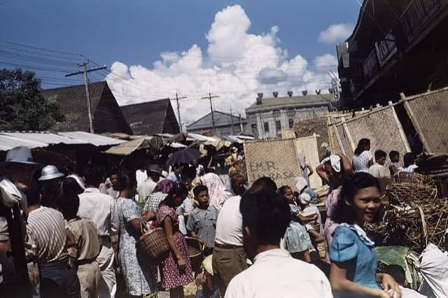 Cebu public market in Cebu in the 1940s