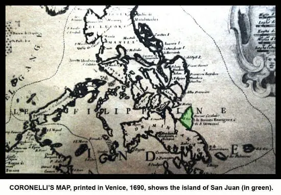 Map by Vincenzo Coronelli showing the island of San Juan