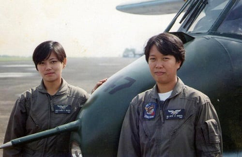 Mary Grace Baloyo (left) of the 15th Strike Wing