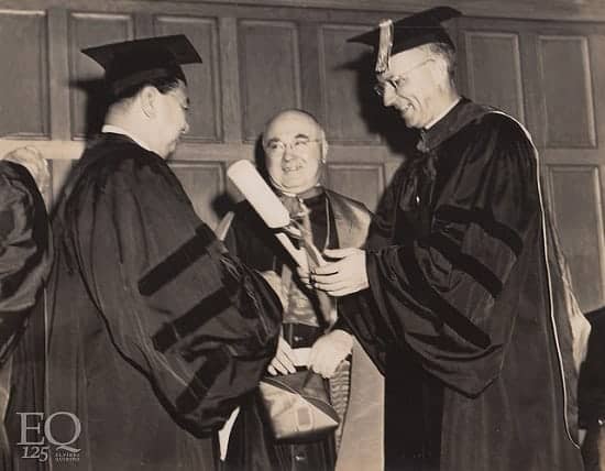 President Elpidio Quirino upon his conferment of honorary degree of Doctor of Laws at Fordham University, August 12, 1949