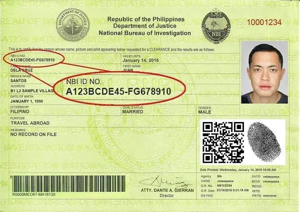 nbi id number